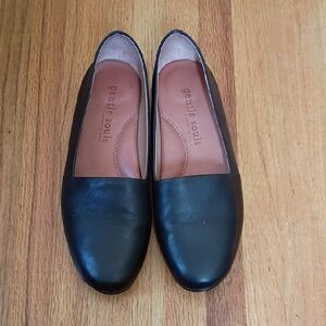 gentle souls Black Leather Slip-On Loafers